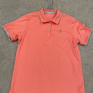 Masters Magnolia Lane ladies Large Coral Short Sleeve Polo with Patch Logo